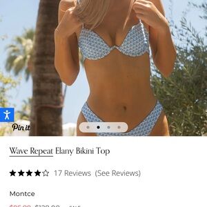 Montce Wave Repeat Elany Bikini Top and Tamarindo Bikini Bottom - Blue XS both